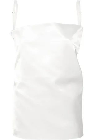 Sportmax Top, Dame, Hvid, S, Satin, Hvid Satin Lagdelt Stropløs Top