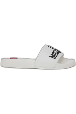 Moschino Sko, Dame, Hvid, 40 EU, Hvide Slippers med Gummisål