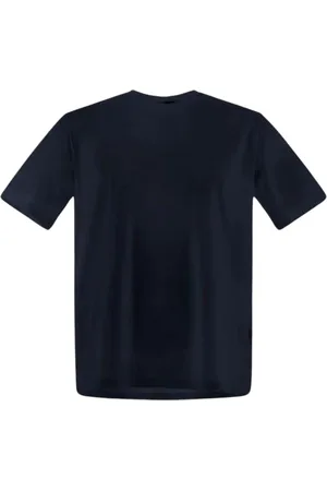 HERNO Top, Herre, Blå, XL, Bomuld, Stræk Bomuld T-Shirt Rund Hals Korte Ærmer