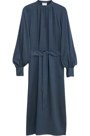 Filippa K Kjole, Dame, Grå, S, Polyester, Belted Long Sleeve Midi Dress