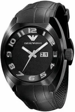Emporio Armani Tilbehør, Herre, Sort, ONE SIZE, Sort sort rustfrit stål ur