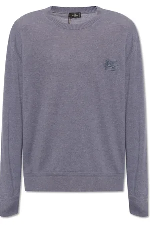 Etro Strik, Herre, Blå, S, Bomuld, Sweater med logo