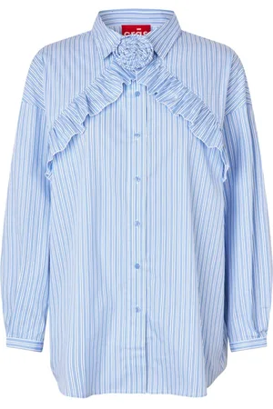 Crās Bluser & Skjorter, Dame, Blå, L, Bomuld, Blooming Shirt