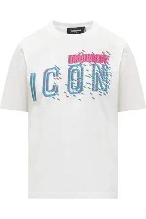 Dsquared2 Top, Dame, Hvid, M, Bomuld, Crewneck T-shirt med Icon Pixeled Print