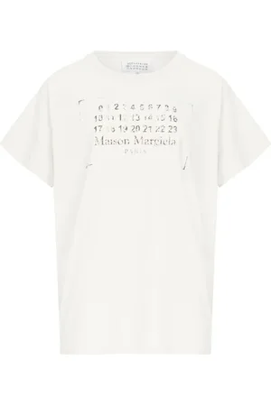 Maison Margiela Top, Dame, Hvid, M, Bomuld, Logo Cotton Jersey T-shirt
