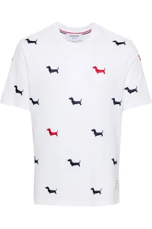 Thom Browne Top, Herre, Hvid, L, Bomuld, Hector Pique T-shirt
