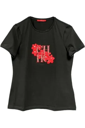 Carolina Herrera Top, Dame, Sort, S, Bomuld, Fitted Cotton Stretch T-shirt