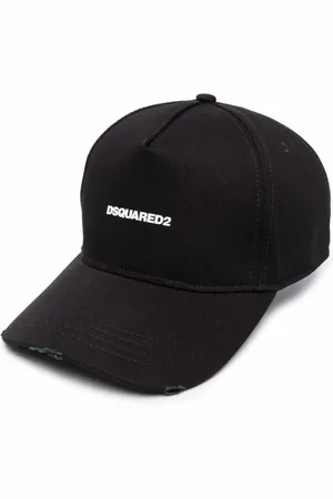 Dsquared2 Tilbehør, unisex, Sort, ONE SIZE, Læder, Broderet Baseball Cap