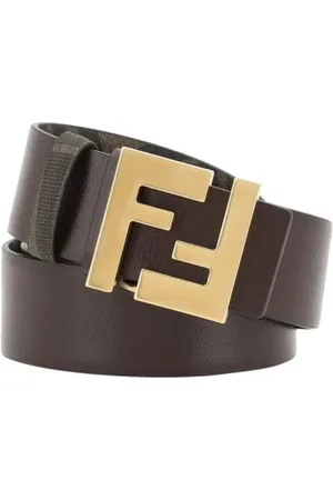 Fendi Tilbehør, Herre, Flerfarvet, 95 CM, Læder, Ikonisk Logo Læderbælte Brun