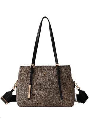 Borbonese Taske, Dame, Brun, ONE SIZE, Uld, Medium OP Natural Black Tote