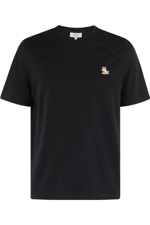 Maison Kitsuné Top, Herre, Sort, XL, Bomuld, Fox Patch T-shirt