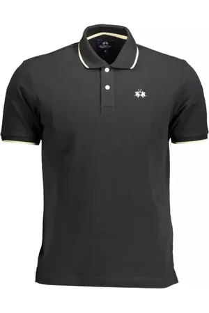La Martina Top, Herre, Sort, 2XL, Bomuld, Sort bomulds polo shirt med broderi