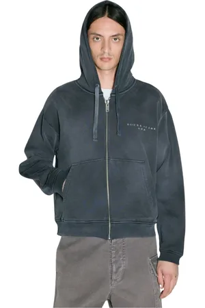 Guess Sweathshirts & Hoodies, Herre, Grå, 2XL, Bomuld, Logo Print Zip-Up Hættetrøje