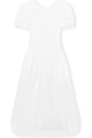 Ganni Kjole, Dame, Hvid, M, Bomuld, Hvid Bomulds-Poplin Sommerkjole