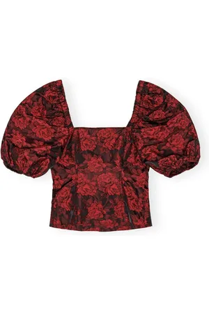 Ganni Bluser & Skjorter, Dame, Rød, 2XS, Uld, Stilfuld Bluse