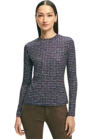 Brooks Brothers Top, Dame, Blå, XL, Polyester, Multi-farvet Stretch Polyester Top