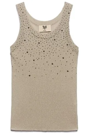 ANIYE BY Top, Dame, , M, Bomuld, Strass Applique Strik Top