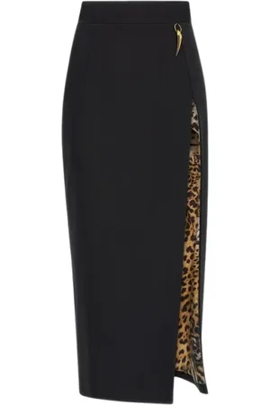 Roberto Cavalli Nederdel, Dame, Sort, 2XS, Sort Midi Nederdel med Slids