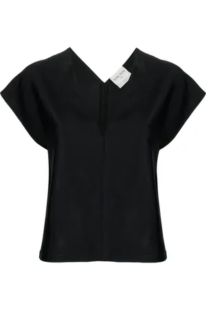 FORTE FORTE Bluser & Skjorter, Dame, Sort, M, Sort V-Neck Bluse