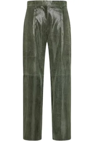FORTE FORTE Bukser, Dame, Grøn, XS, Suede, Cargo Suede Bukser med Lizard Print