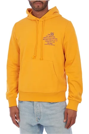 Diesel Sweathshirts & Hoodies, Herre, Gul, XL, Bomuld, Modern Hoodie med Tekstdesign