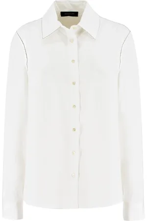Fabiana Filippi Bluser & Skjorter, Dame, Hvid, S, Bomuld, Moderne Diamantbroderet Bomuldsbluse