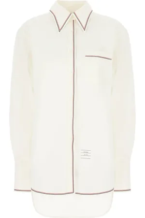 Thom Browne Bluser & Skjorter, Dame, Hvid, S, Uld, Stilfuld Skjorte
