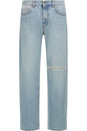 Roberto Cavalli Jeans, Herre, Blå, W34, Bomuld, Blå Wide Leg Jeans Made in Italy