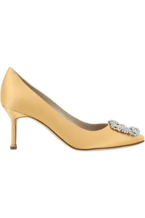 Manolo Blahnik Sko, Dame, Gul, 37 EU, Satin, Silk Satin Hangisi Pumps