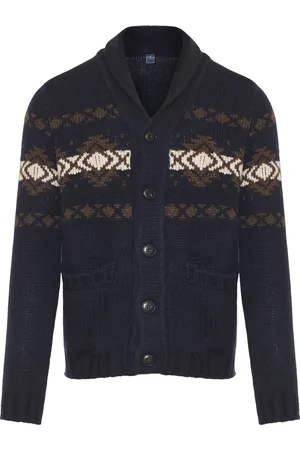 FEDELI Strik, Herre, Blå, M, Cashmere, Cashmere Cardigan