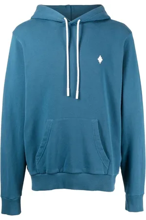 MARCELO BURLON Sweathshirts & Hoodies, Herre, Blå, L, Uld, Cross Hoodie