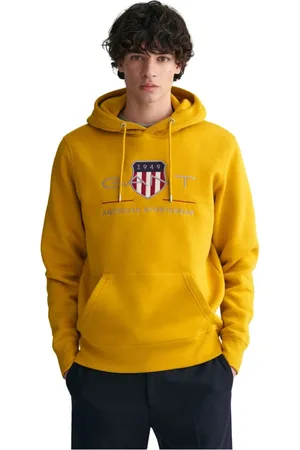 GANT Sweathshirts & Hoodies, Herre, Gul, 2XL, Bomuld, Vintage Shield Hættetrøje