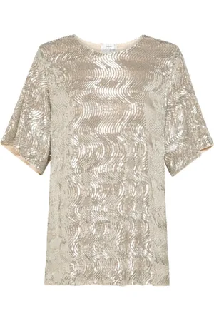 FORTE FORTE Top, Dame, , M, Polyester, Sequin Broderet Kortærmet T-shirt