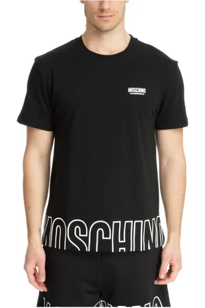 Moschino Top, Herre, Sort, M, Bomuld, Mønstret Undershirt med Logo Detalje