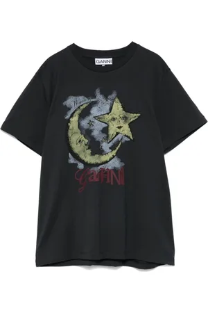 Ganni Top, Dame, Sort, S, Bomuld, Vintage Moonlight T-shirt