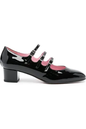 Carel Sko, Dame, Sort, 39 EU, Læder, Glossy Buckle Flat Leather Pumps