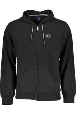La Martina Sweathshirts & Hoodies, Herre, Sort, M, Bomuld, Sort bomuldshættetrøje
