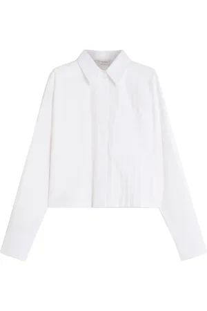 Sportmax Bluser & Skjorter, Dame, Hvid, 2XS, Bomuld, Deborah Pleated Boxy Shirt