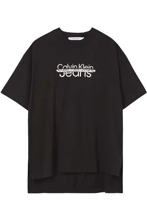 Calvin Klein Top, Dame, Sort, S, Disrupted Logo Oversize T-shirt