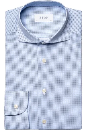 Eton Skjorte, Herre, Blå, 4XL, Stretch Slim Fit Micro Print Skjorte