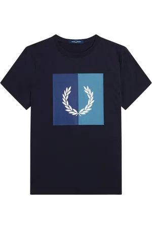 Fred Perry Top, Herre, Blå, M, Bomuld, Laurel Wreath Graphic T-Shirt
