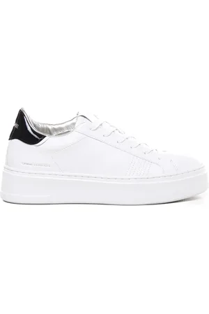 Crime london Sko, Dame, Hvid, 37 EU, Læder, Læder Sneakers med Nitter