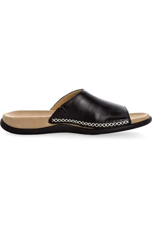 Gabor Sko, Dame, Sort, 43 EU, Læder, Sorte læder slide sandaler til kvinder