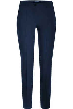 Cambio Bukser, Dame, Blå, L, Navy Slim Fit High Waist Bukser