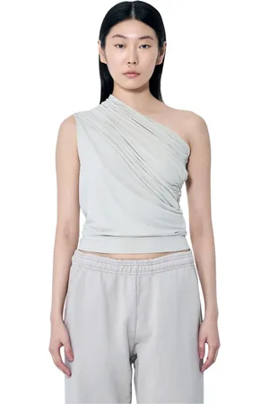 Entire Studios Top, Dame, Grå, M, Uld, One Shoulder Draped Top