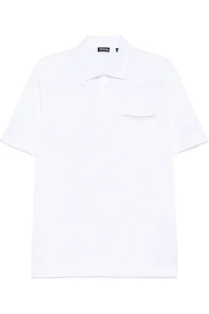 Ermenegildo Zegna Top, Herre, Hvid, L, Bomuld, Bomulds Polo Shirt 3 Knapper Italien