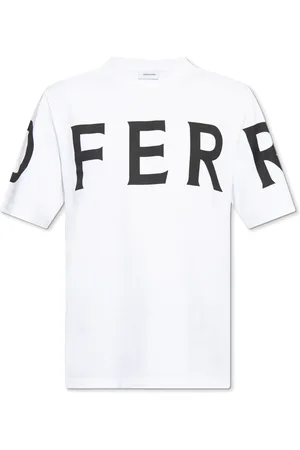 Salvatore Ferragamo Top, Herre, Hvid, M, Bomuld, T-shirt med grafisk logo