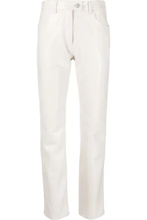 Courrèges Bukser, Dame, Hvid, 2XS, Bomuld, Knapdetaljerede Slim Fit Bukser