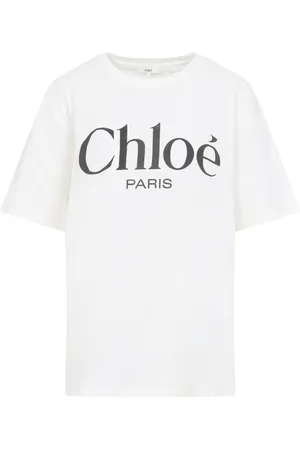 Chloé Top, Dame, Hvid, XS, Bomuld, Logo Cotton T-shirt
