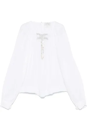 FORTE FORTE Bluser & Skjorter, Dame, Hvid, M, Bomuld, Hvid Silke Bomulds Skjorte